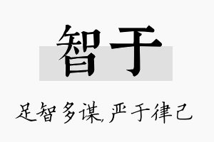 智于名字的寓意及含义