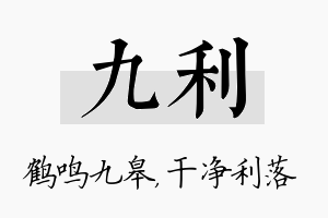 九利名字的寓意及含义