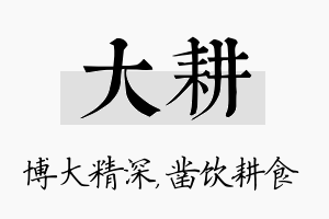 大耕名字的寓意及含义