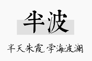 半波名字的寓意及含义