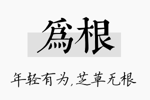 为根名字的寓意及含义