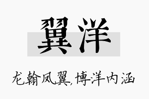 翼洋名字的寓意及含义