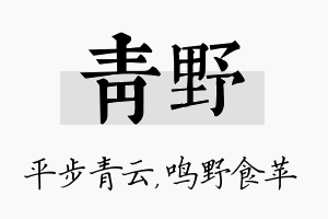 青野名字的寓意及含义