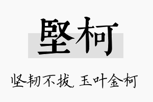 坚柯名字的寓意及含义