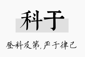 科于名字的寓意及含义