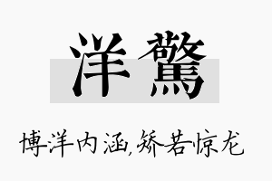 洋惊名字的寓意及含义