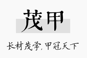 茂甲名字的寓意及含义