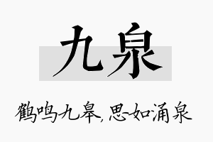 九泉名字的寓意及含义