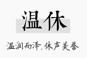 温休名字的寓意及含义