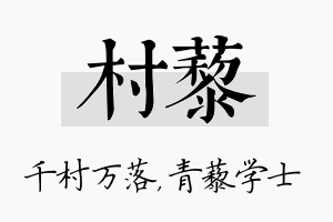 村藜名字的寓意及含义