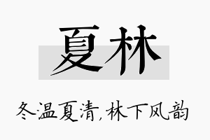 夏林名字的寓意及含义