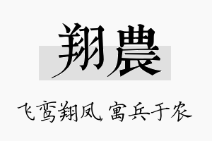 翔农名字的寓意及含义