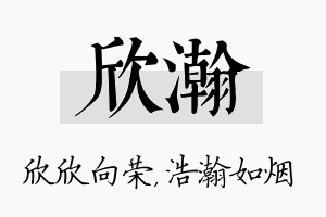 欣瀚名字的寓意及含义