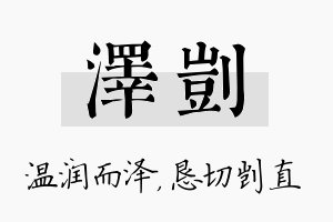 泽剀名字的寓意及含义