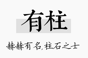 有柱名字的寓意及含义