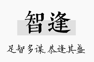 智逢名字的寓意及含义