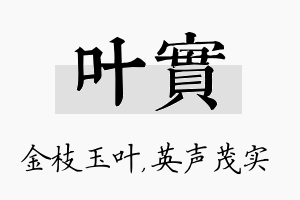 叶实名字的寓意及含义