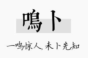 鸣卜名字的寓意及含义