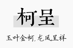 柯呈名字的寓意及含义