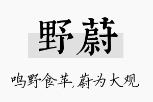 野蔚名字的寓意及含义