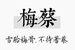 梅蔡名字的寓意及含义