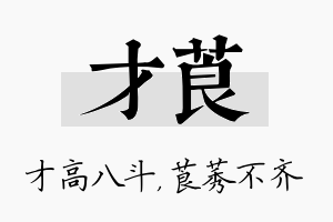 才莨名字的寓意及含义