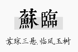 苏临名字的寓意及含义