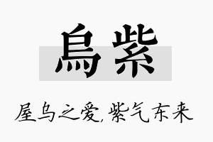 乌紫名字的寓意及含义