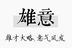 雄意名字的寓意及含义