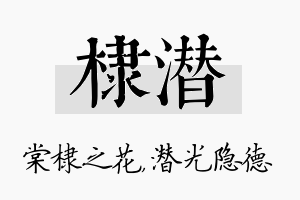 棣潜名字的寓意及含义