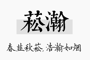 菘瀚名字的寓意及含义