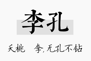 李孔名字的寓意及含义