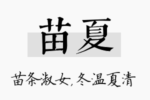 苗夏名字的寓意及含义