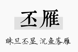 丕雁名字的寓意及含义