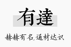 有达名字的寓意及含义