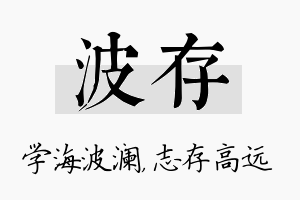 波存名字的寓意及含义