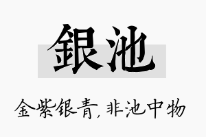 银池名字的寓意及含义