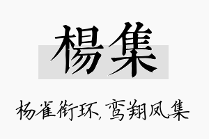 杨集名字的寓意及含义