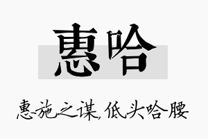 惠哈名字的寓意及含义