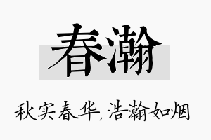 春瀚名字的寓意及含义