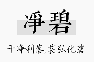 净碧名字的寓意及含义