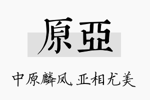 原亚名字的寓意及含义