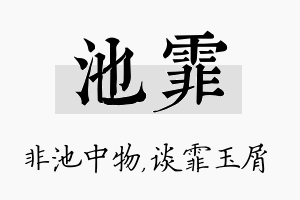 池霏名字的寓意及含义