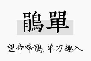 鹃单名字的寓意及含义