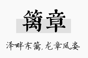 篱章名字的寓意及含义