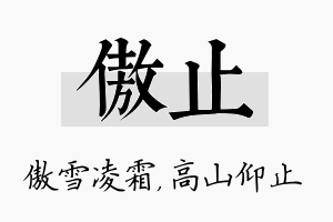 傲止名字的寓意及含义