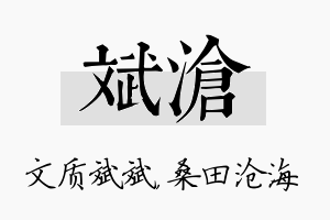 斌沧名字的寓意及含义