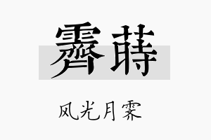 霁莳名字的寓意及含义