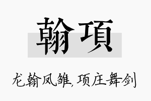 翰项名字的寓意及含义