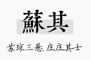 苏其名字的寓意及含义